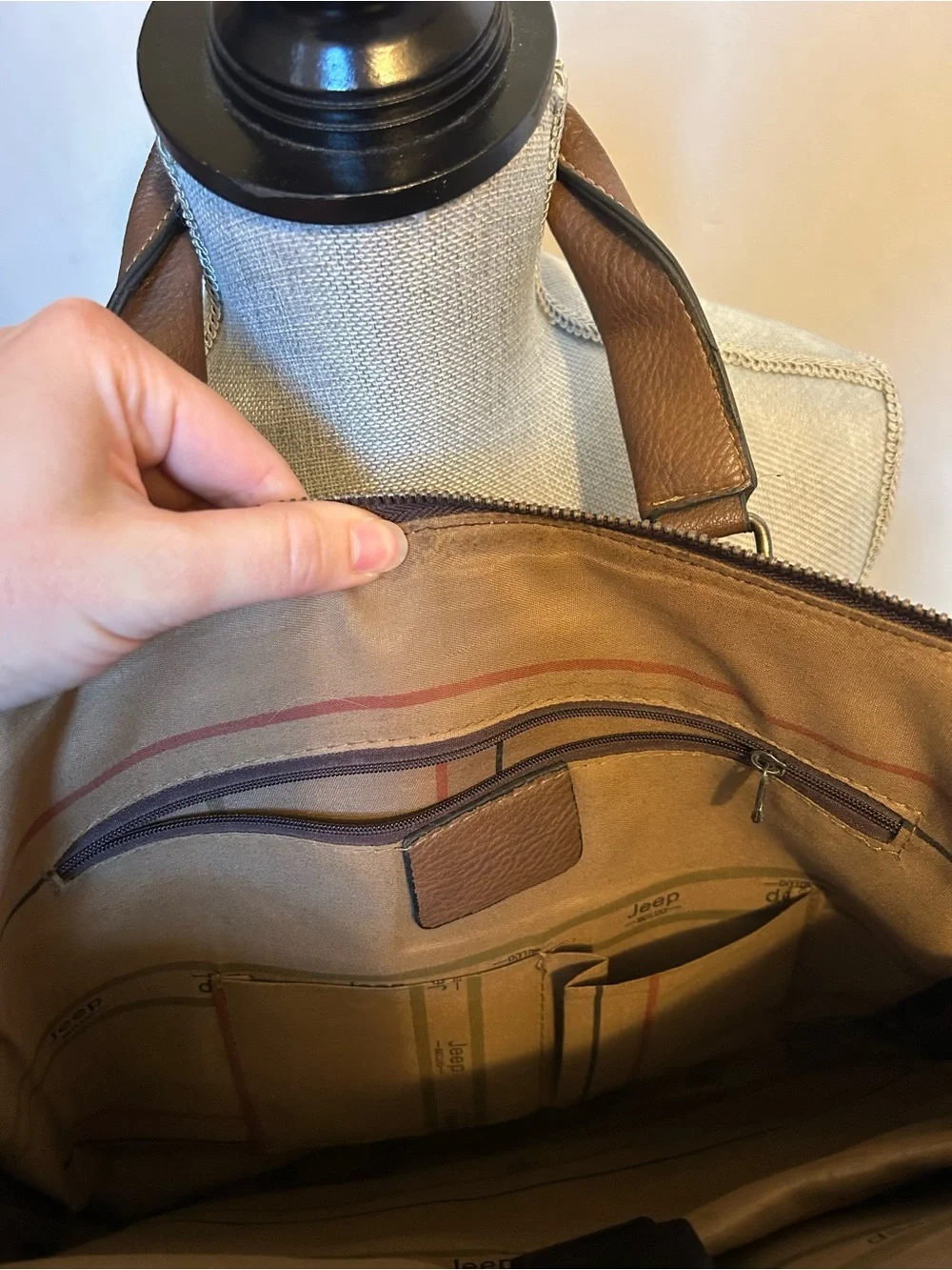 Jeep Brown Leather Briefcase Messenger Bag
